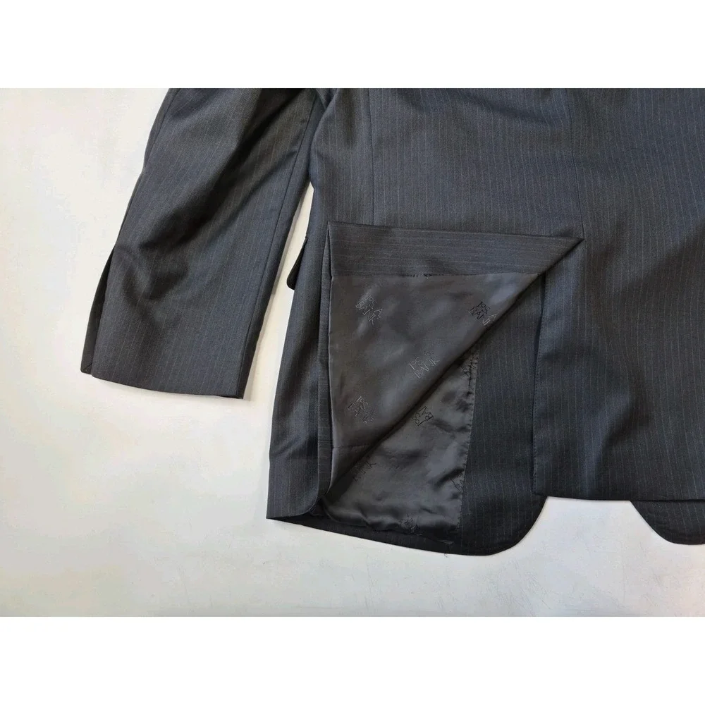Jos A Bank Mens Wool Sport Coat 44L Charcoal Gray Pinstripe 2 Button Blazer